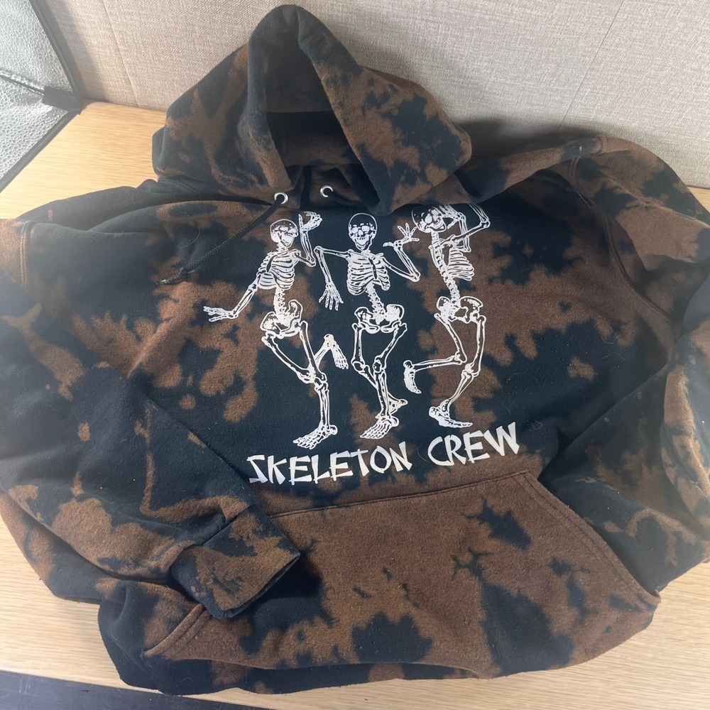 Bowery Supply Co Skeleton Crew Bleach Tie Dye Hoodie Men's M Grunge Goth Punk